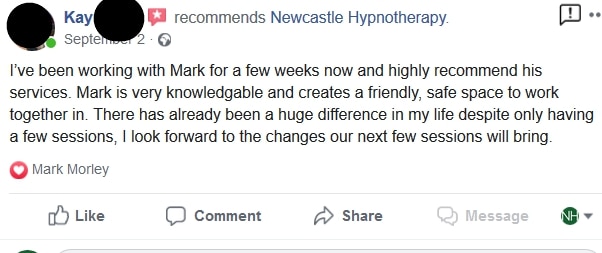 Facebook review anxiety - newcastle hypnotherapy